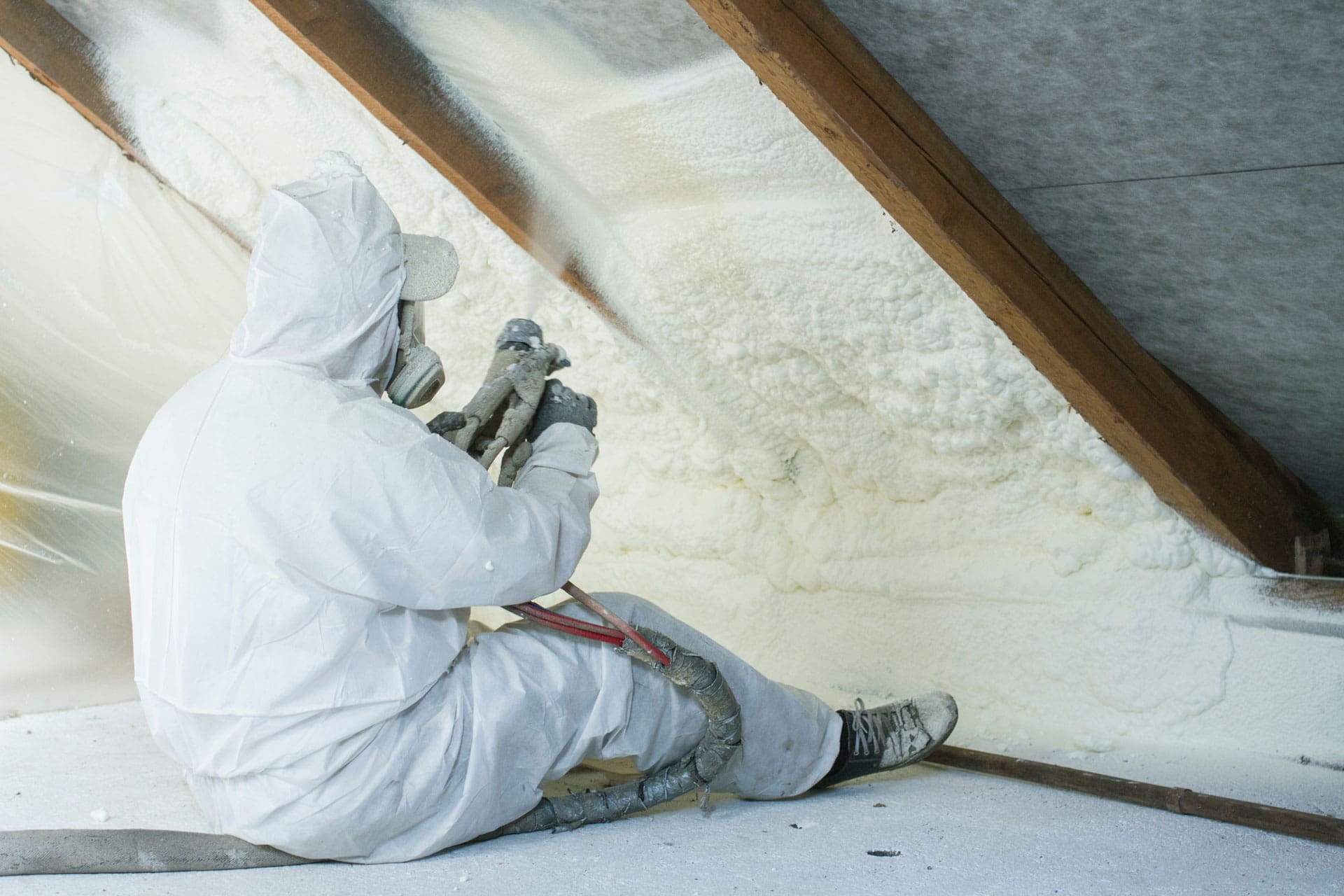 Attic spray foam installation